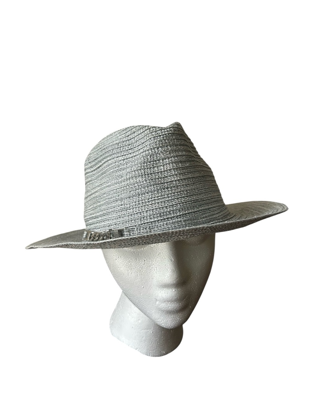Calvin‎ Klein Gray Metallic embellish Breathable Stylish Fedora Hat ResortWear